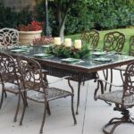 Darlee Florence Patio Furniture Dining Set Granite Top Rectangular  - Seats 8