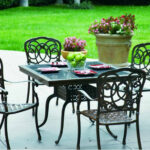 Darlee Florence Patio Furniture Dining Set with Square Granite Table - Seats 4