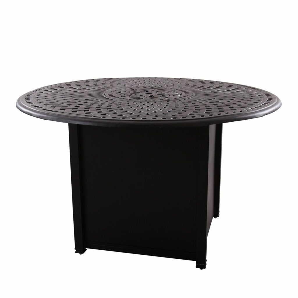 Darlee 60" Round Counter Height Propane Fire Pit Dining Table Mocha